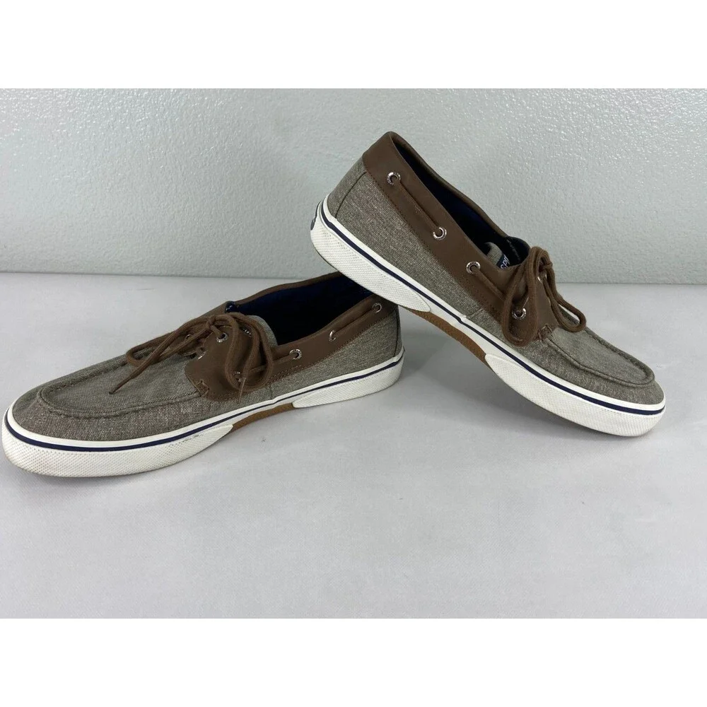 Sperry Men 12 Top Sider Grey Brown STS21489 Boat Shoe Classic Preppy Beach